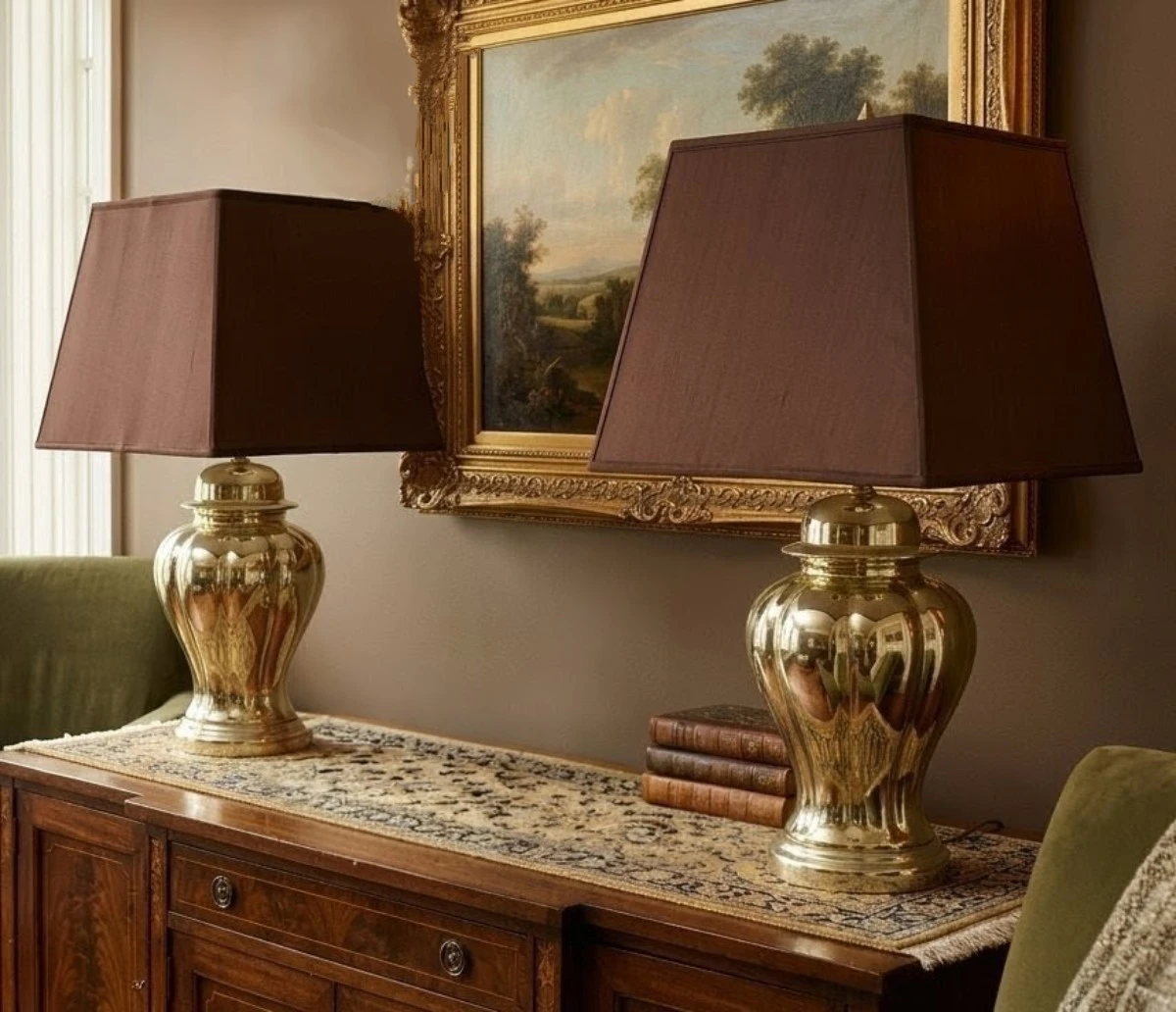 Elegant Mid-Century Gold Fluted Table Lamps