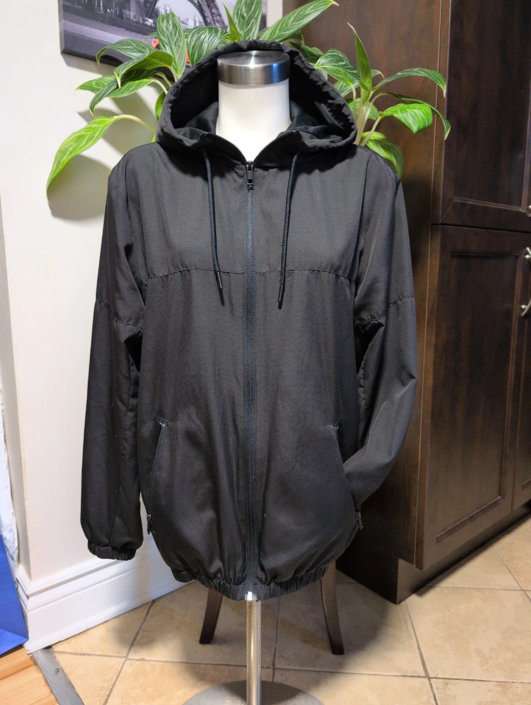 H&M Divided Black Hooded Windbreaker Jacket