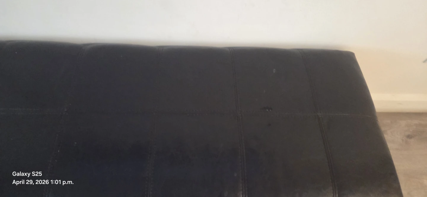 Black Faux Leather Storage Ottoman Bench - photo 2
