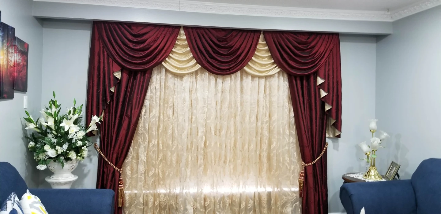 Burgundy and Gold Drapes with Valance - photo 5