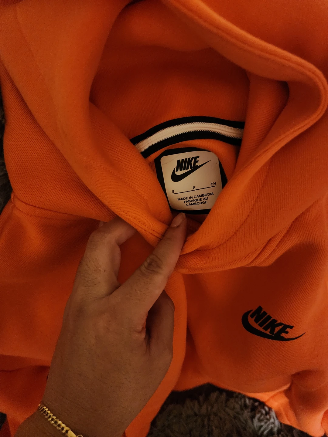Nike Orange Cropped Hoodie Sweatshirt Size Small