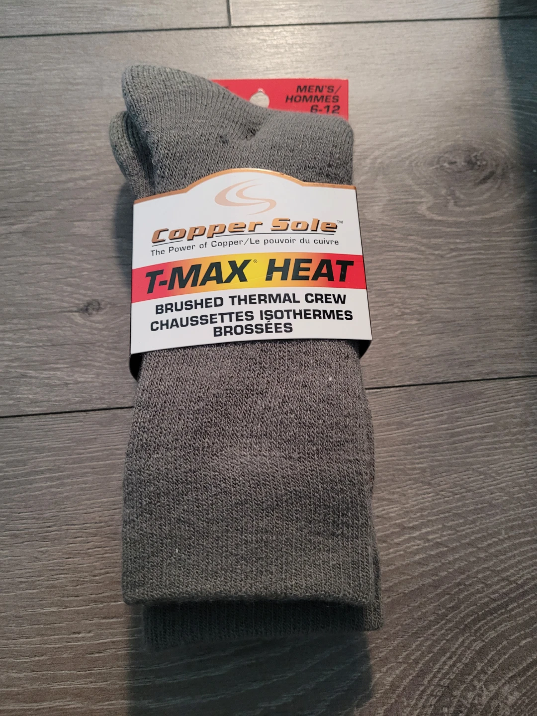 Copper Sole Men's T-MAX HEAT Brushed Thermal Crew Socks