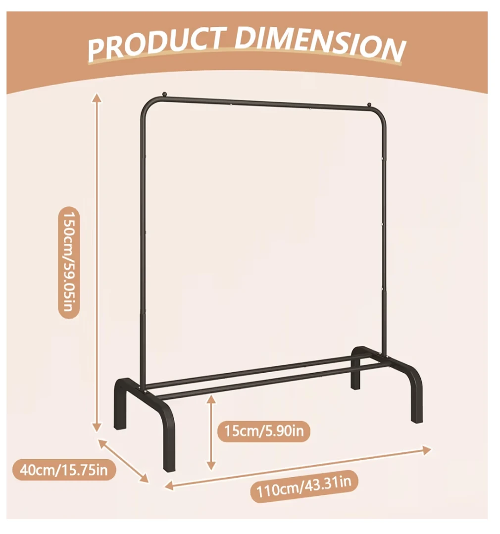 Black Metal Garment Rack 110cm Wide - photo 2