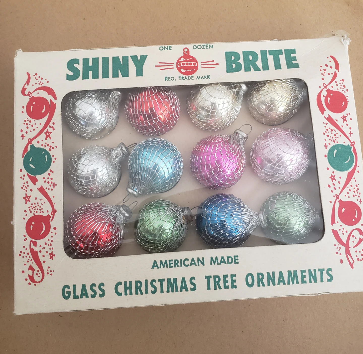 Vintage Shiny Brite Glass Christmas Tree Ornaments - One Dozen