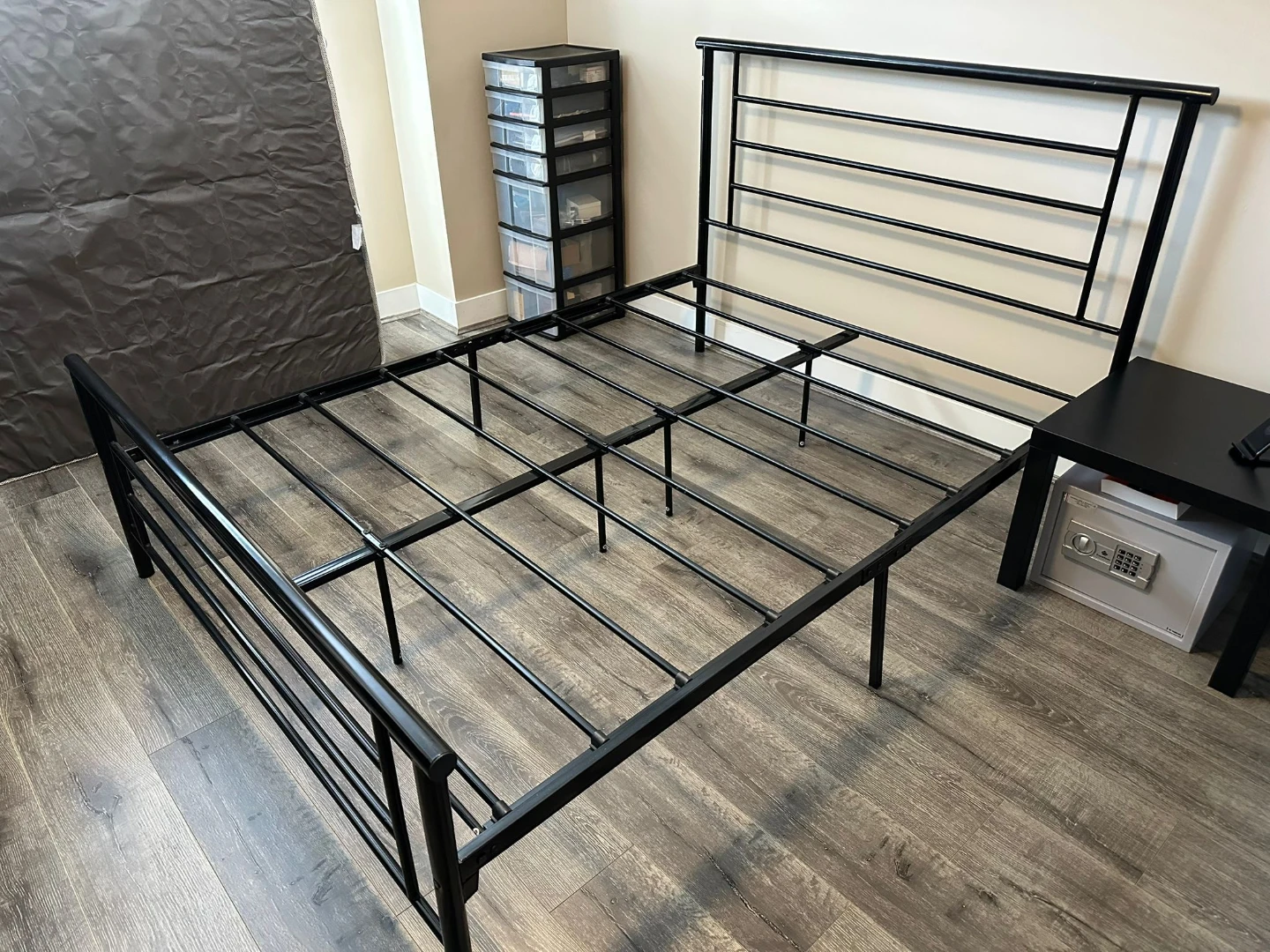Black Metal Bed Frame with Headboard queen mattress as well