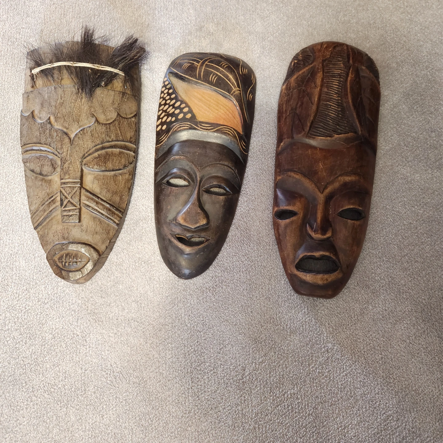 Set of 3 Wooden Tribal Masks