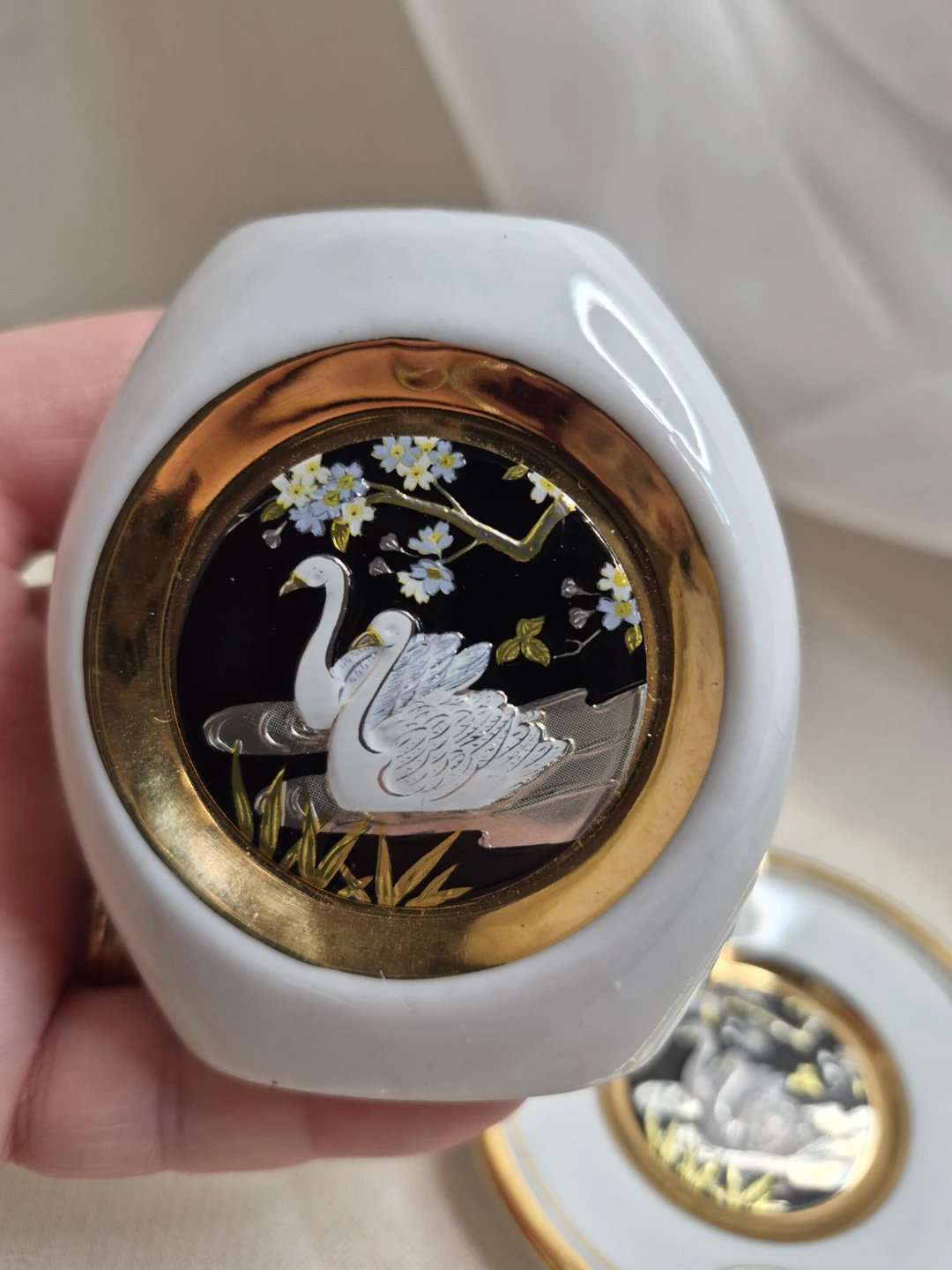 Art of Chokin Porcelain Vase & Plate Set 24kt Gold Edge... - photo 2