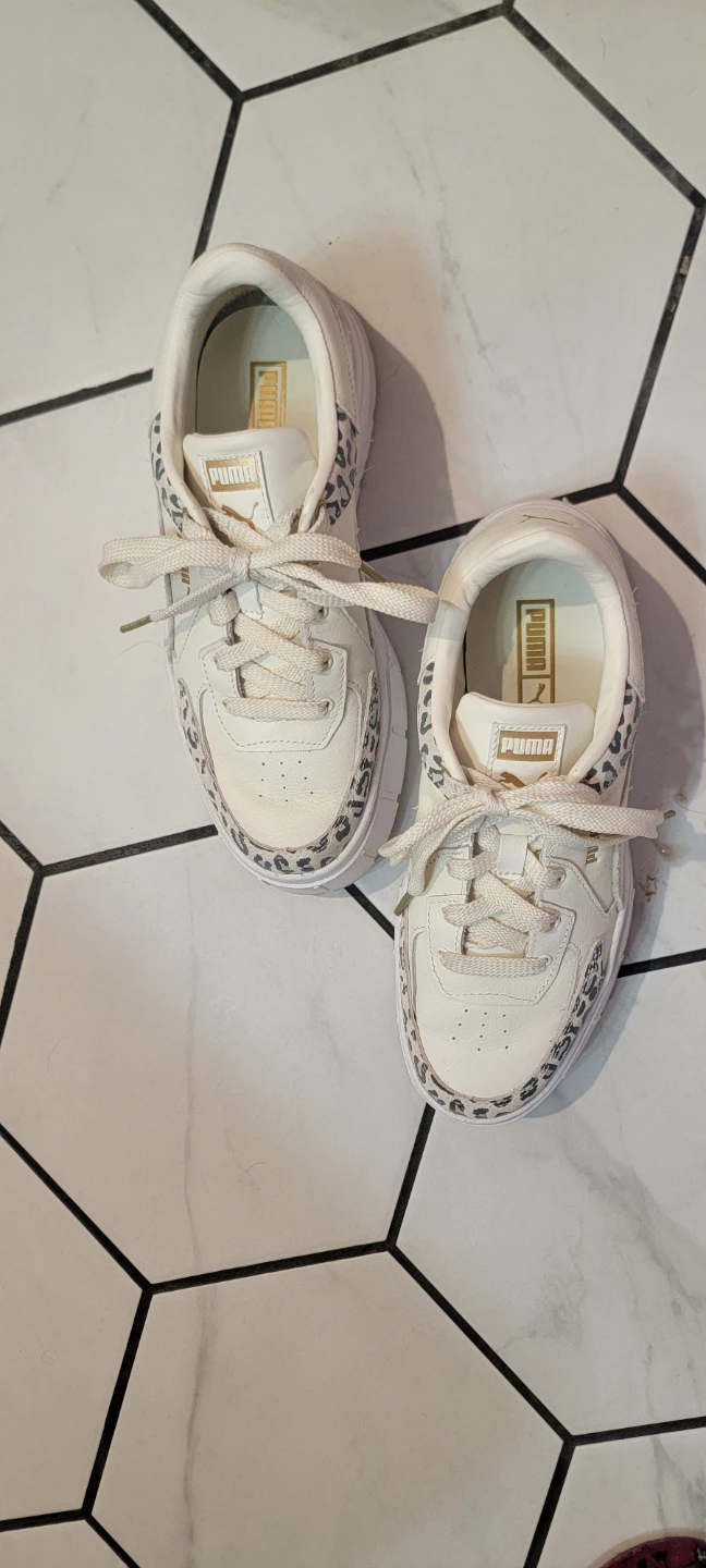 Puma Women's White Leopard Print Platform Sneakers
