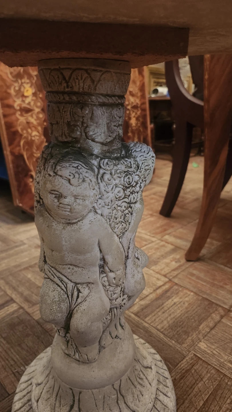 Cherub Pedestal Side Table with Marble Top - photo 2