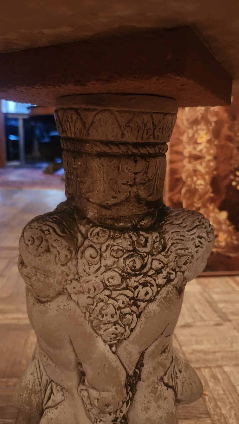 Cherub Pedestal Side Table with Marble Top - photo 5