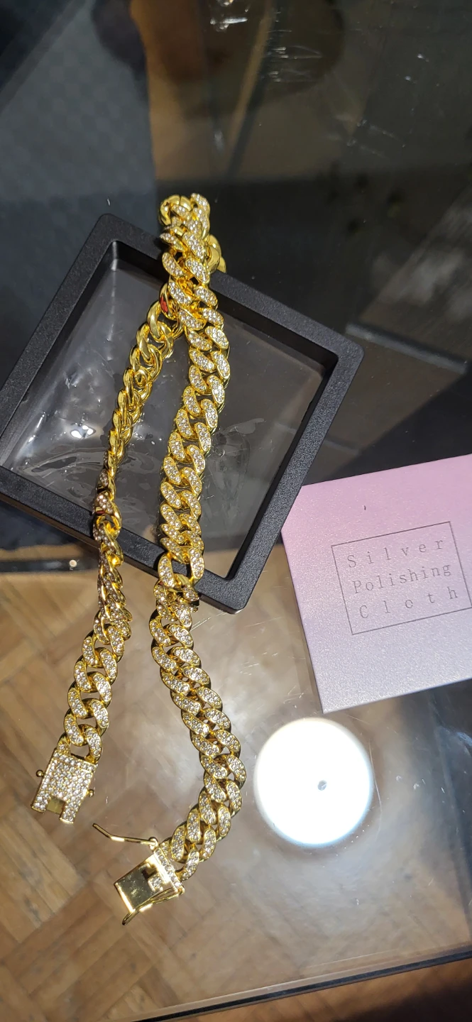 Gold Diamond Cuban Link Chain Necklace - photo 2