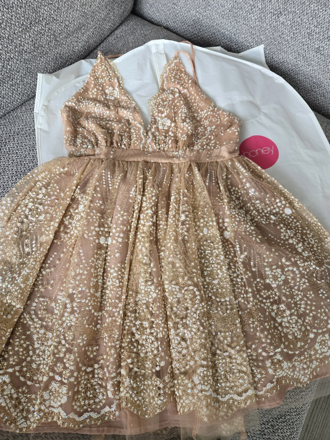 Rose Gold Sequin Mini Dress for Prom/Wedding/Event