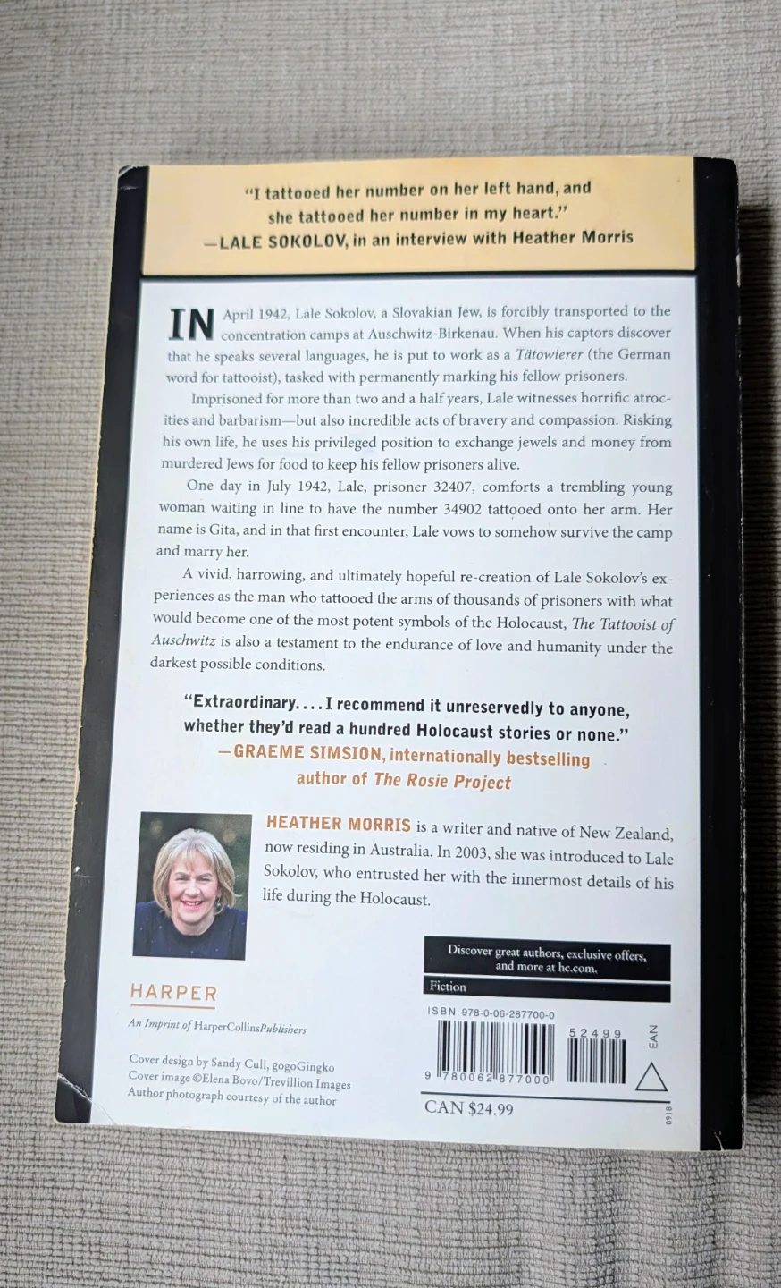 The Tattooist of Auschwitz Novel by Heather Morris - photo 2