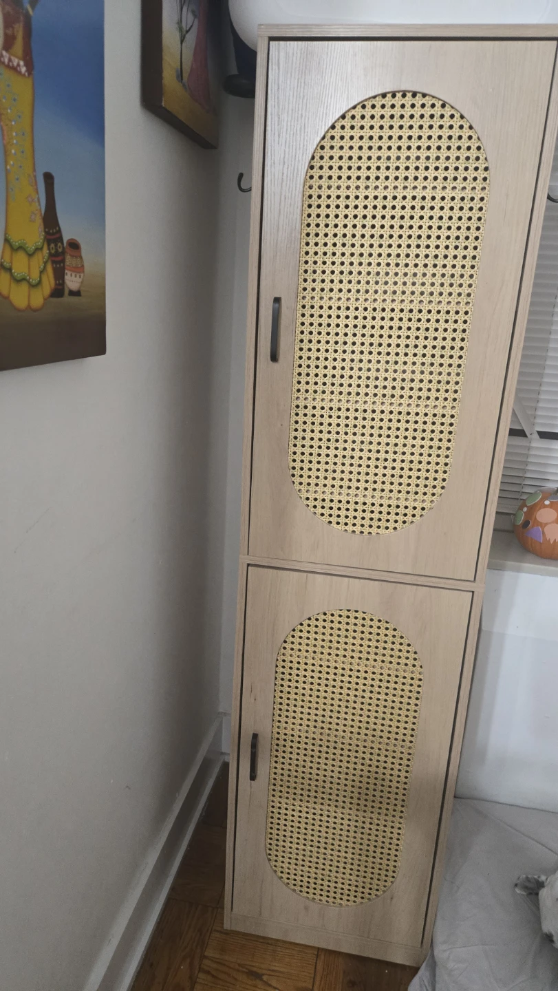 Tall Storage Cabinet with Cane Doors