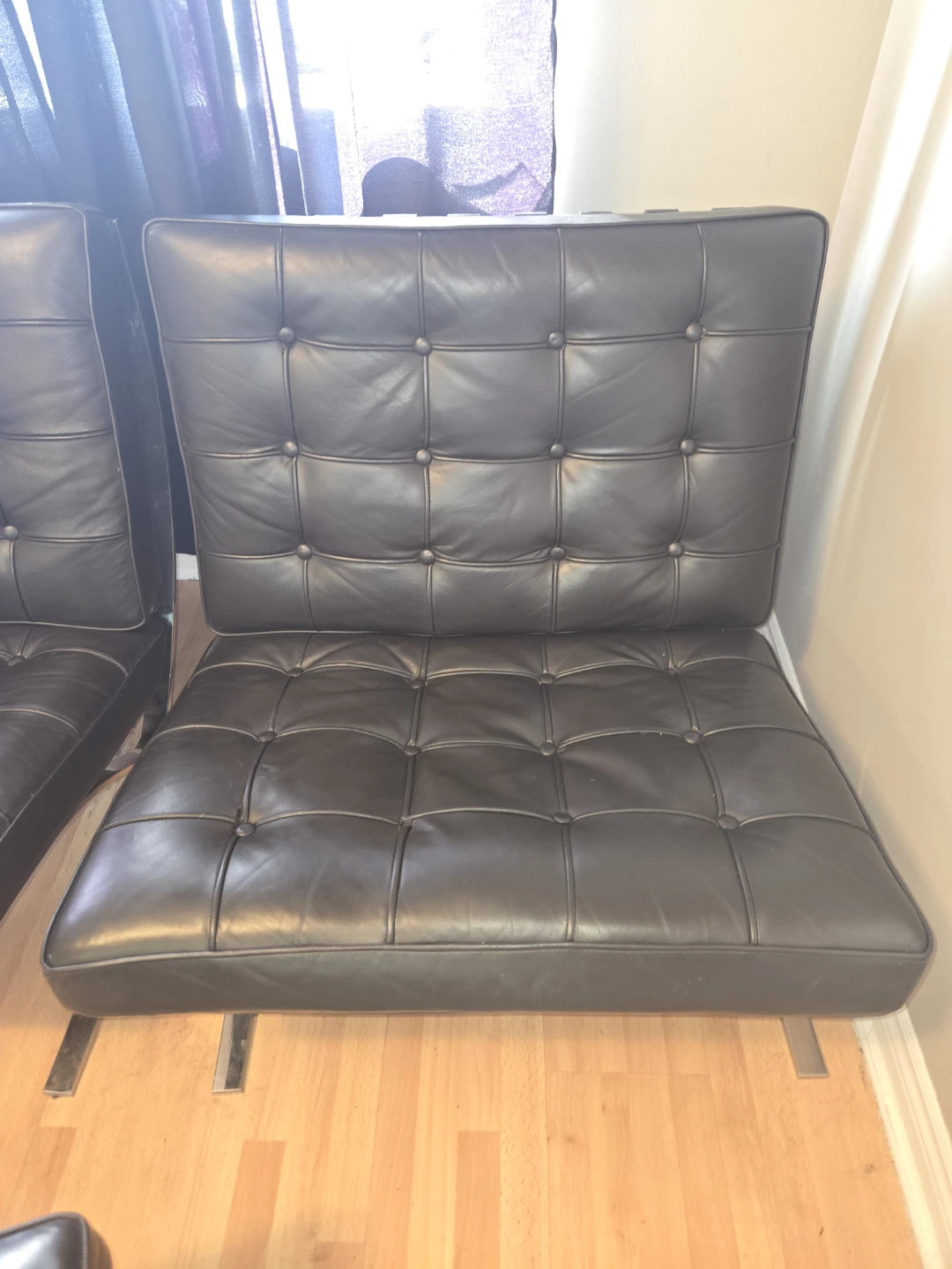 Brown Leather Tufted Chair and Ottoman Set - photo 4