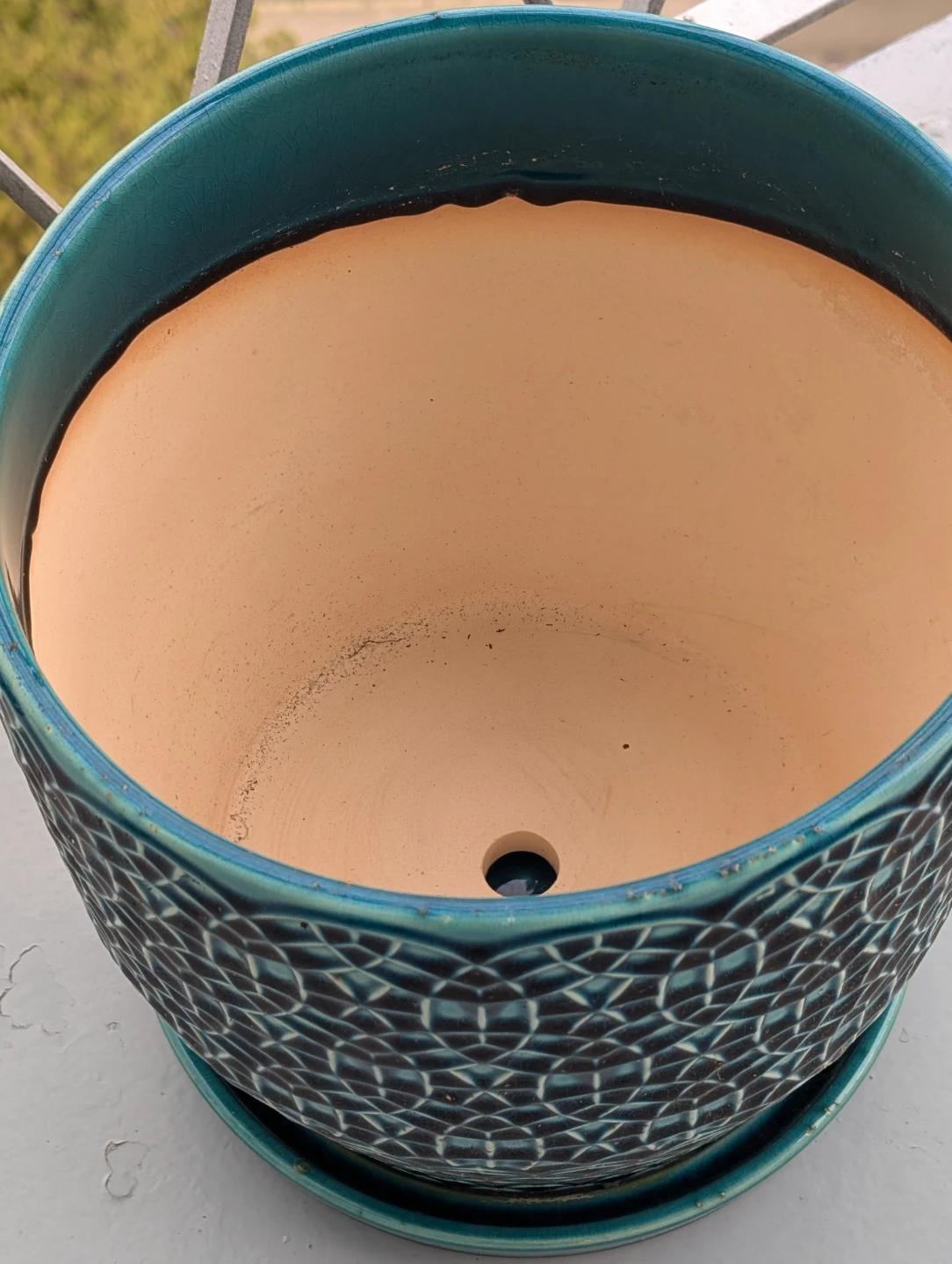 10" Teal Ceramic Planter with Dreinage - photo 3