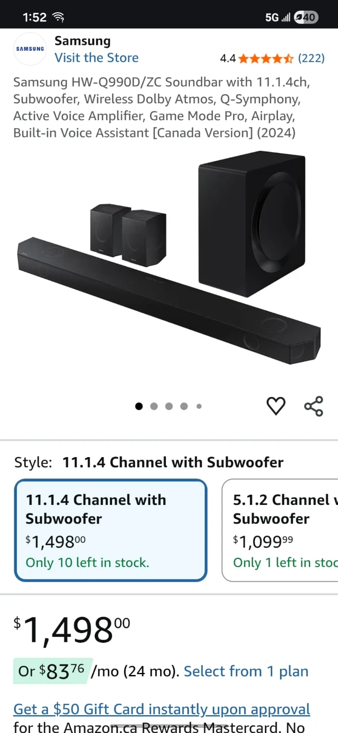 Samsung HW-Q990D/ZC 11.1.4ch Soundbar with Subwoofer