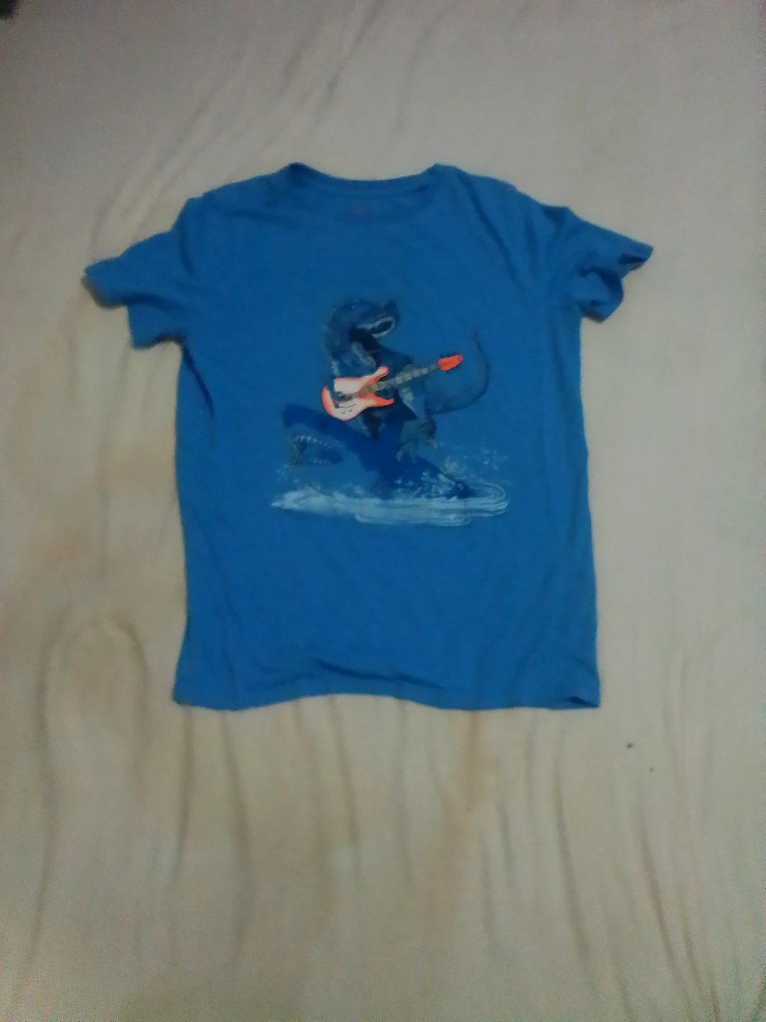 Blue T-Rex and Shark Graphic T-Shirt