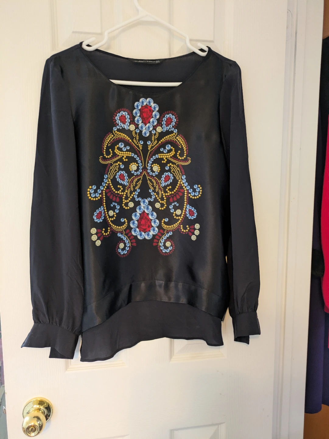 Zara Woman Black Silk Blouse Size S