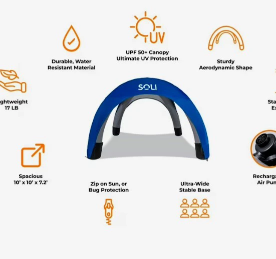 Soli 10' x 10' Inflatable Canopy Tent with Shade Well - photo 3