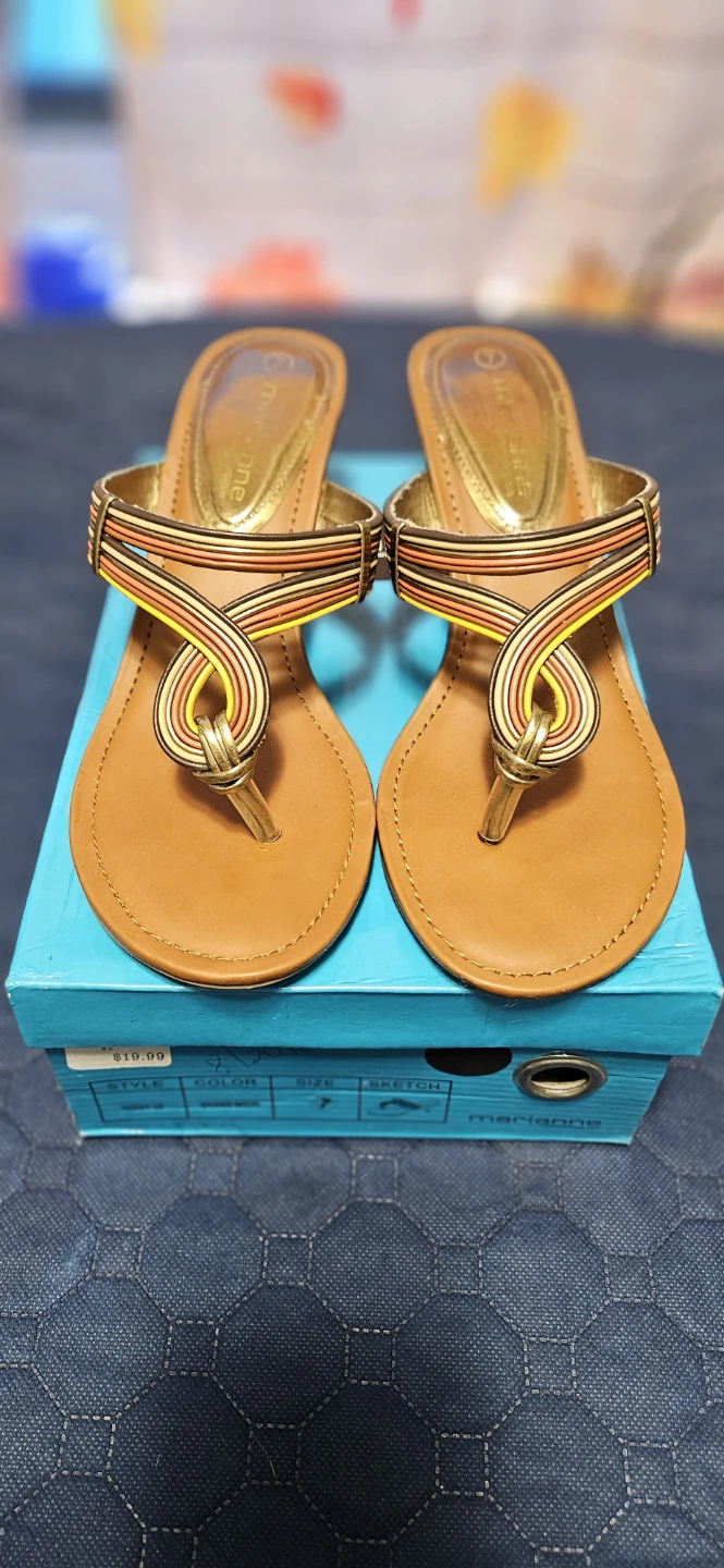 Marianne Women's Strappy Thong Heeled Sandals Size 7