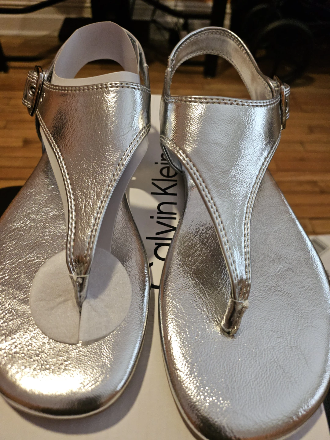 Calvin Klein Silver Thong Sandals