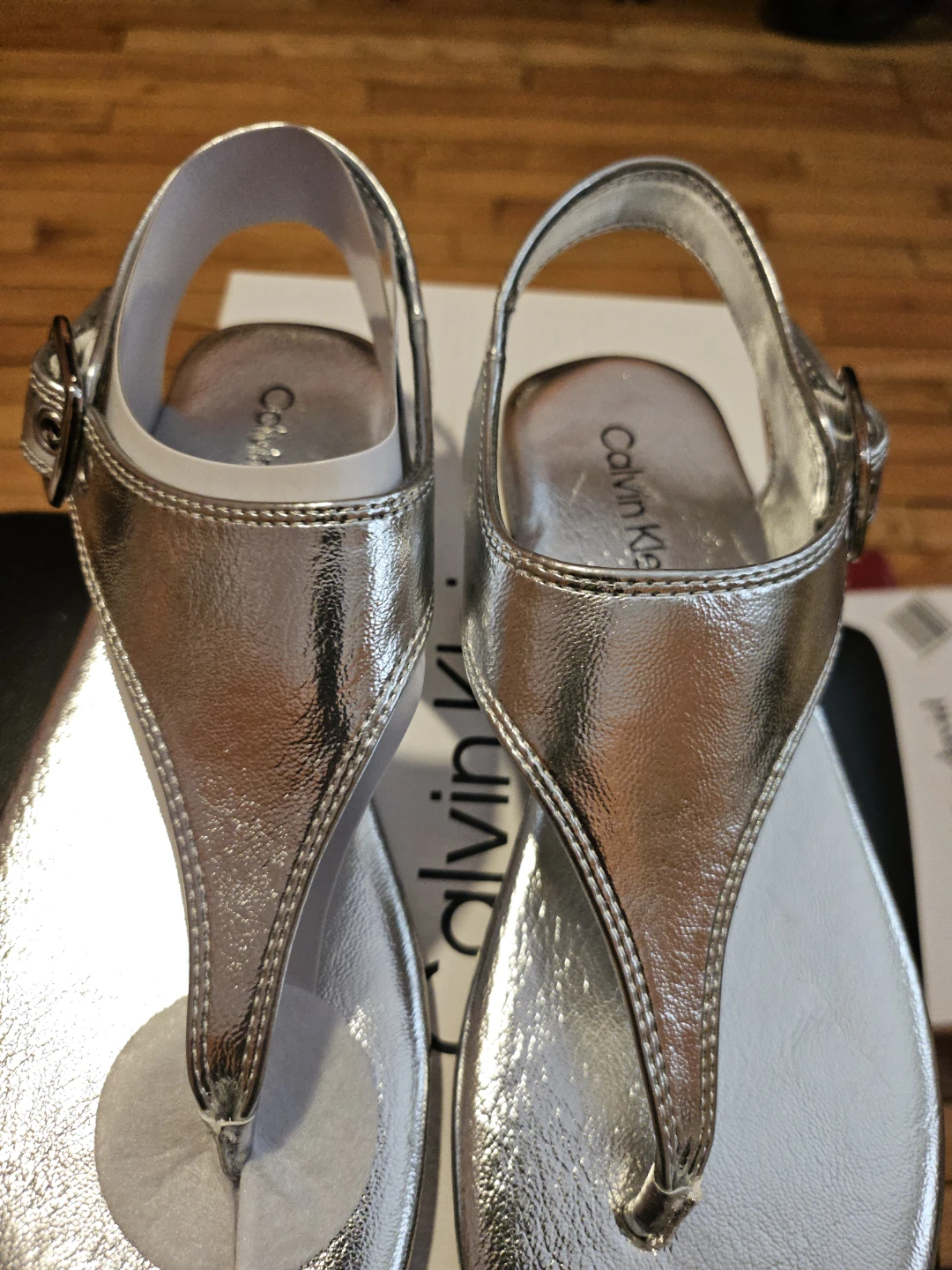 Calvin Klein Silver Thong Sandals - photo 2