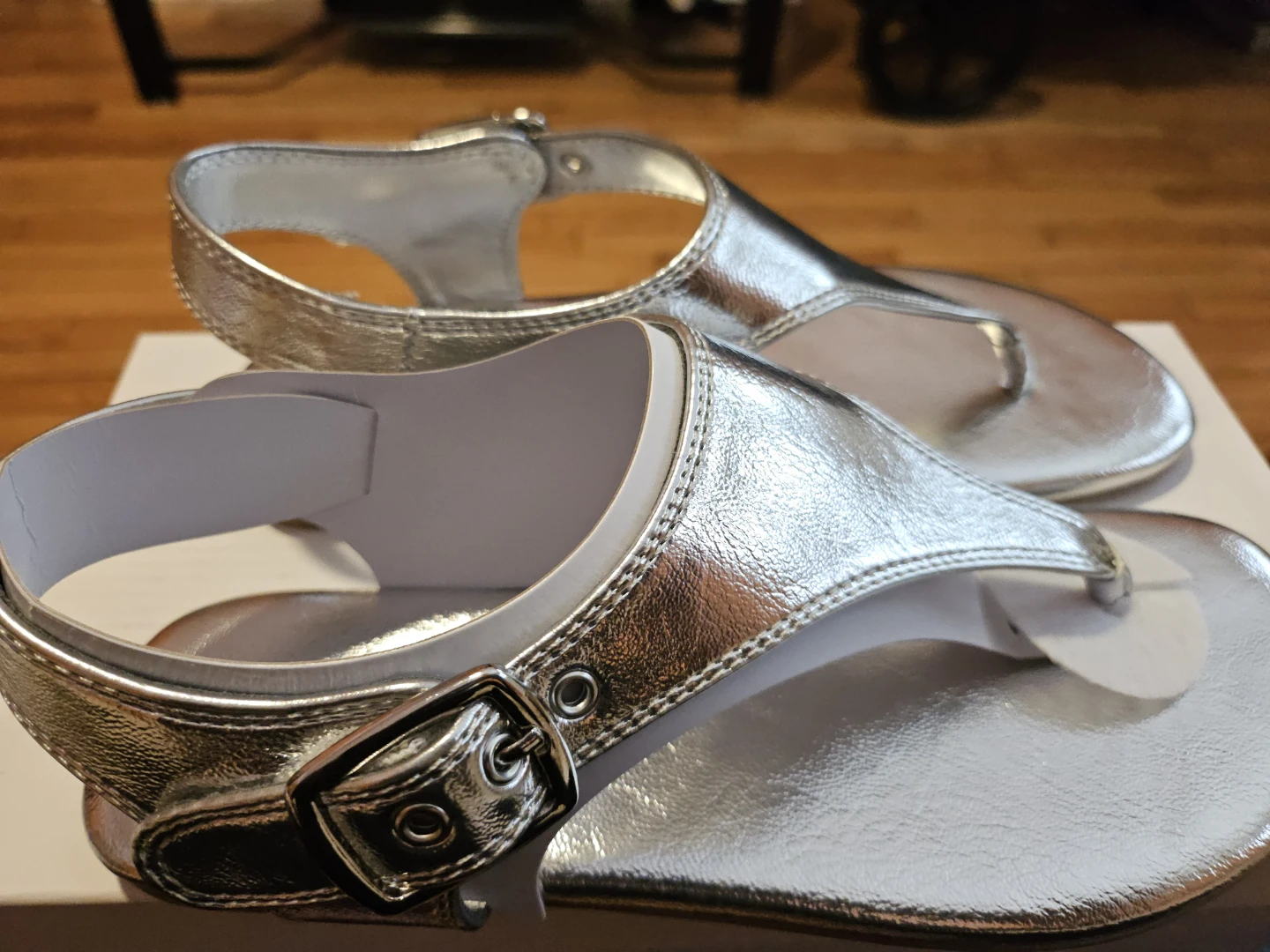 Calvin Klein Silver Thong Sandals - photo 3