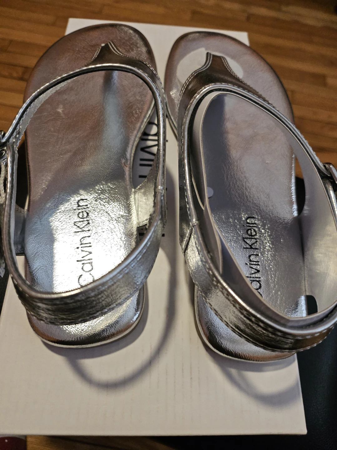 Calvin Klein Silver Thong Sandals - photo 4