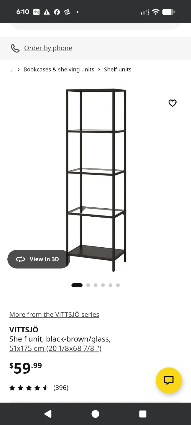 IKEA VITTSJÖ Shelf Unit, Black-Brown/Glass