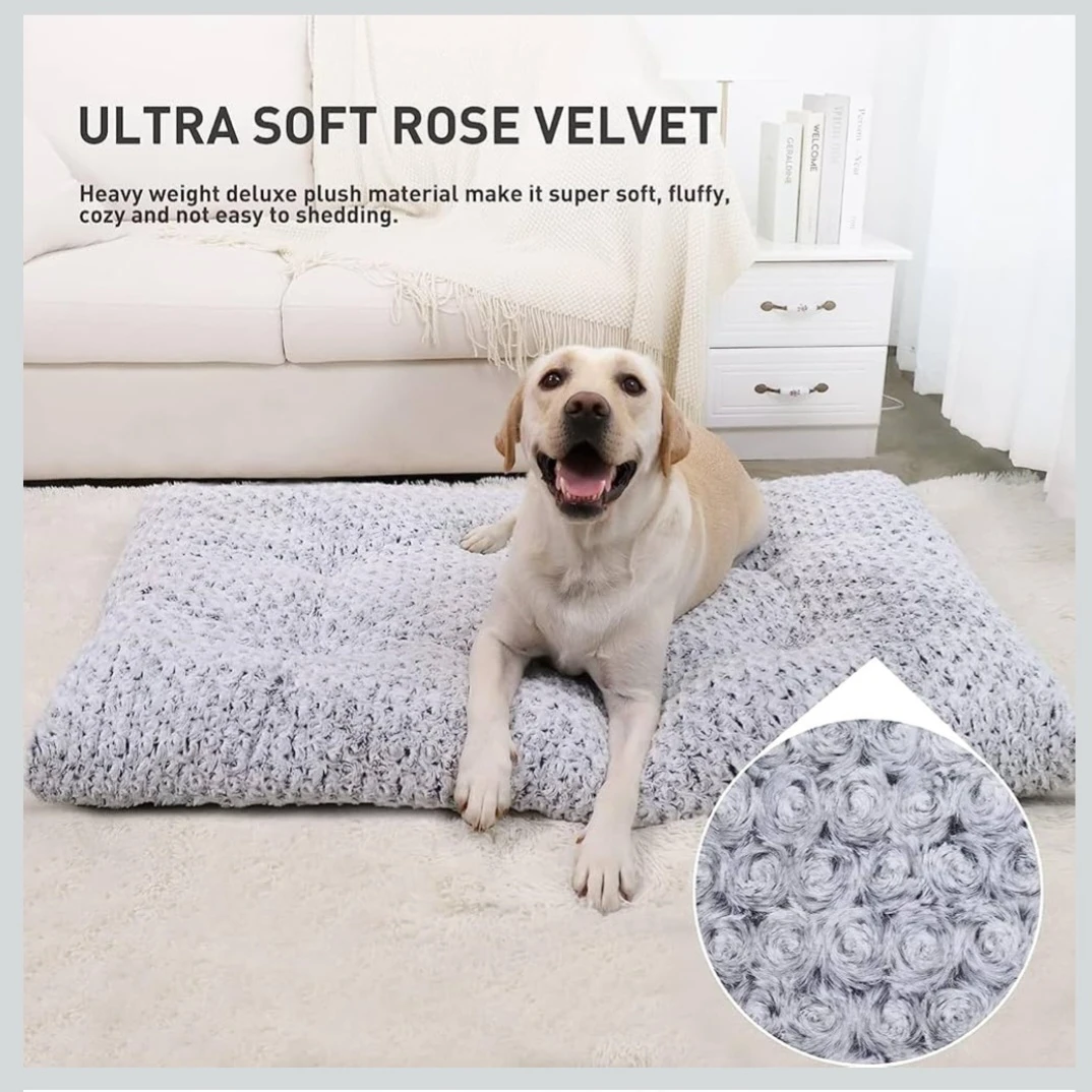KSIIA Washable Dog Bed Deluxe Plush Dog Crate Beds Comfy ...