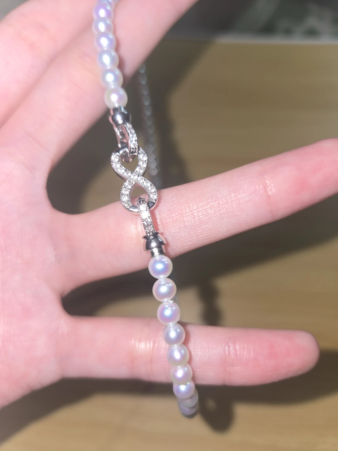 Real Fresh Pearl Necklace with Infinity Clasp - photo 3