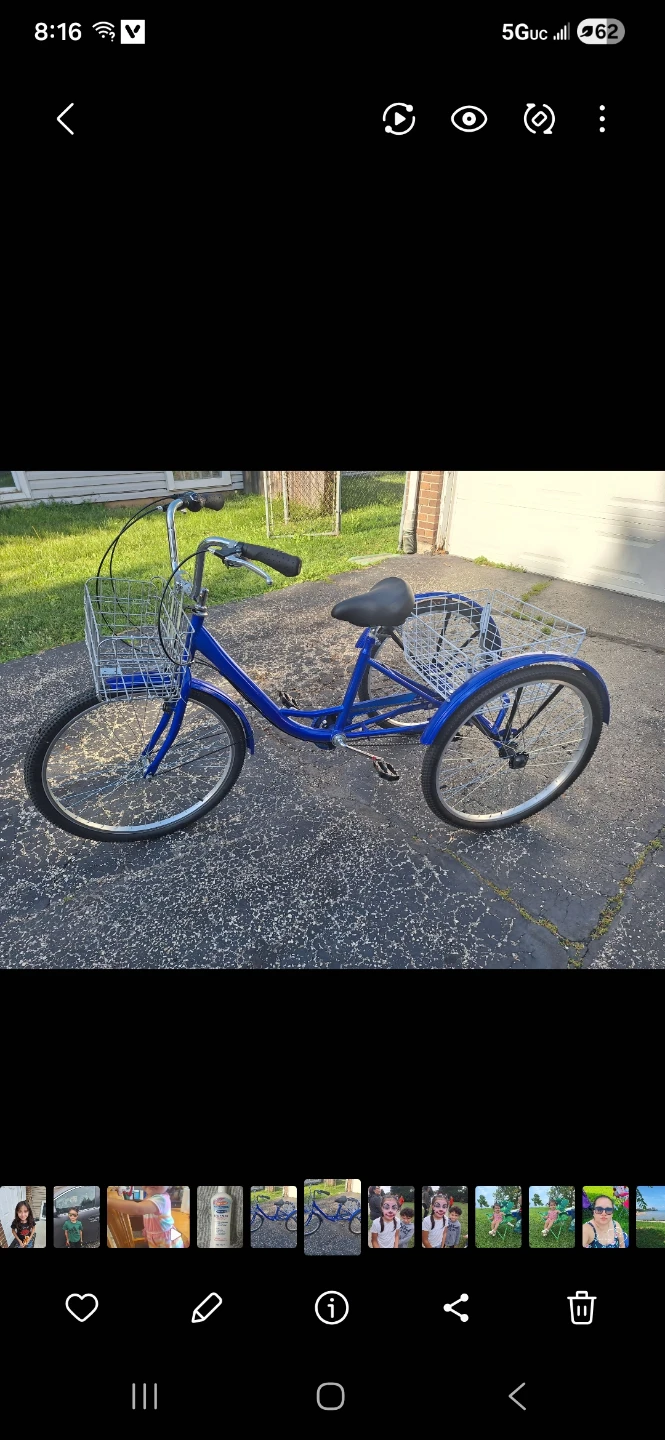 Blue Adult Tricycle with Baskets