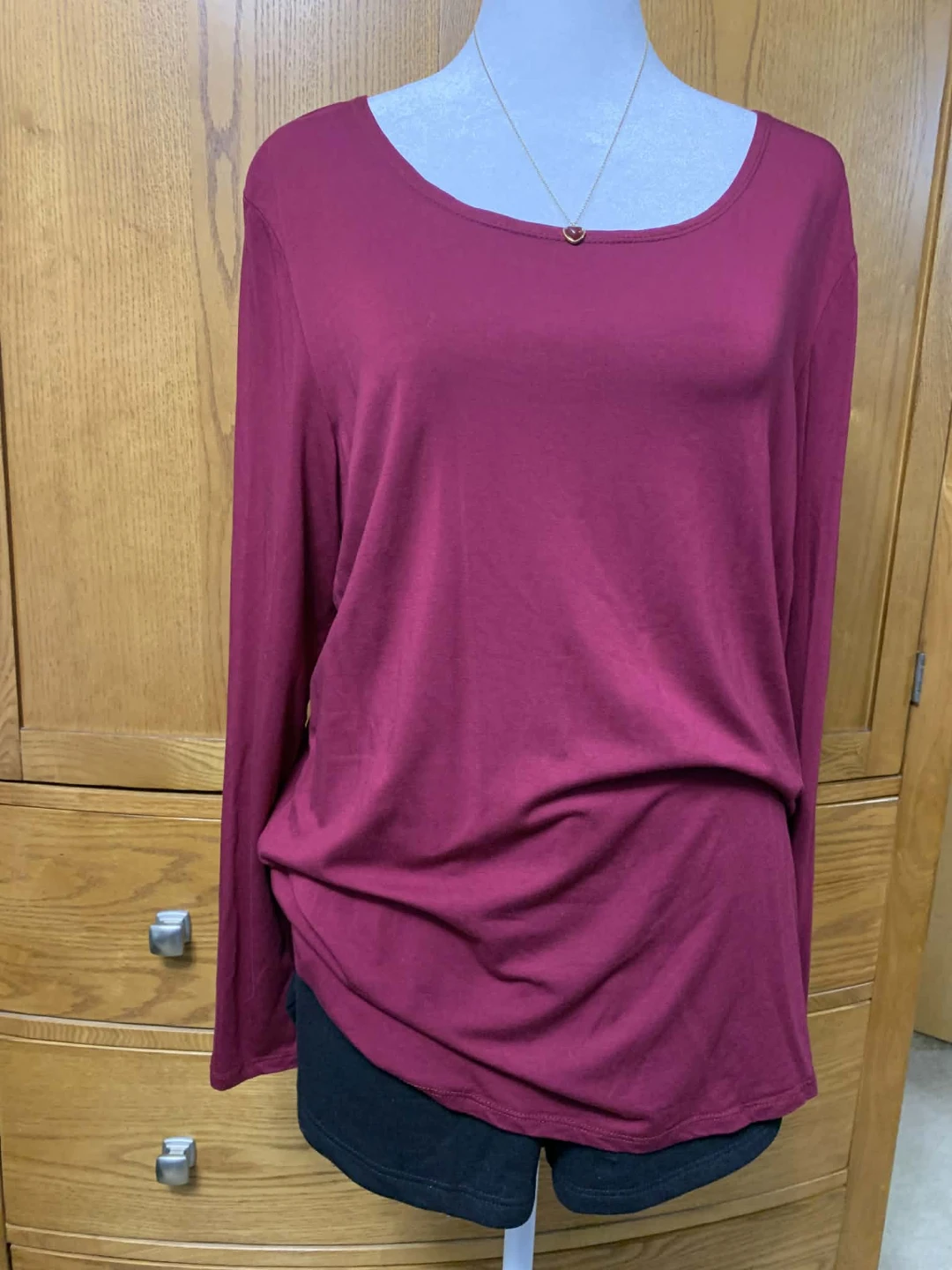 J by Jm Long Sleeve Top XL/TG Burgundy - photo 2