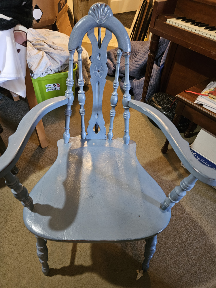 Blue Spindle Back Armchair