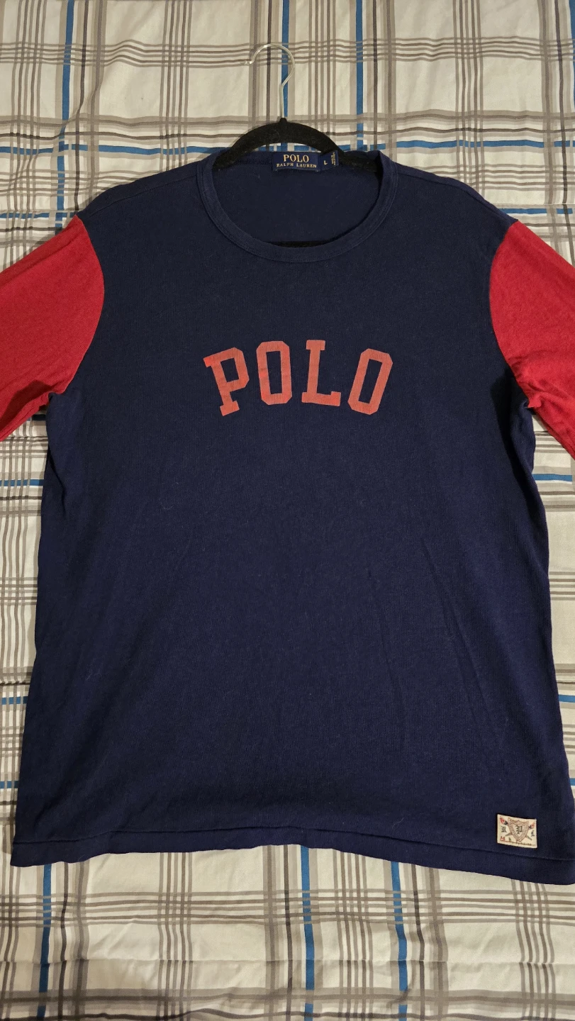 Polo Ralph Lauren Navy & Red Long Sleeve T-Shirt - Size L