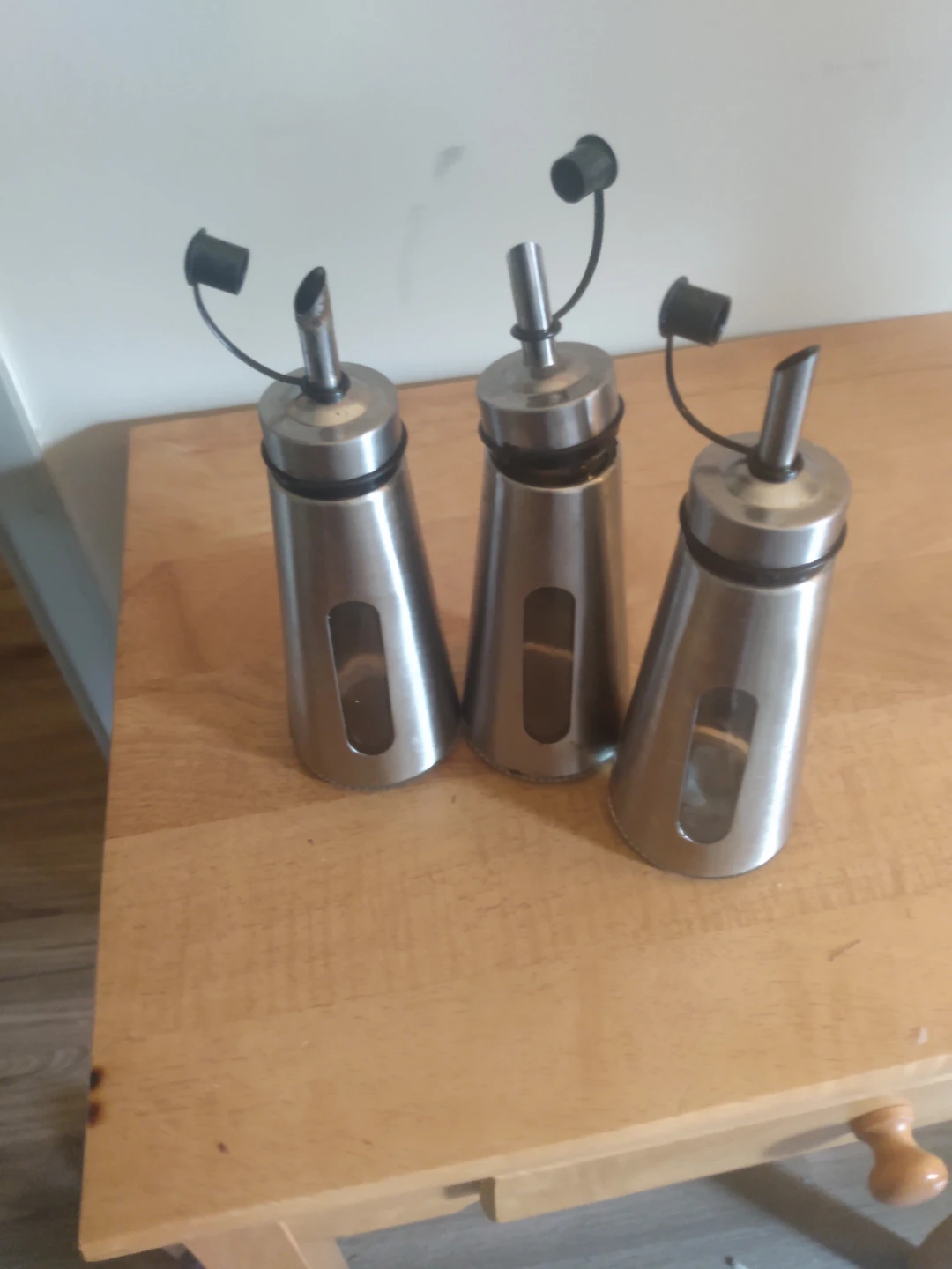 Set of 3 Stainless Steel Cruet Bottles