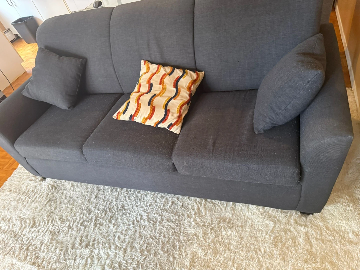 Grey Sofa with Decorative Pillow