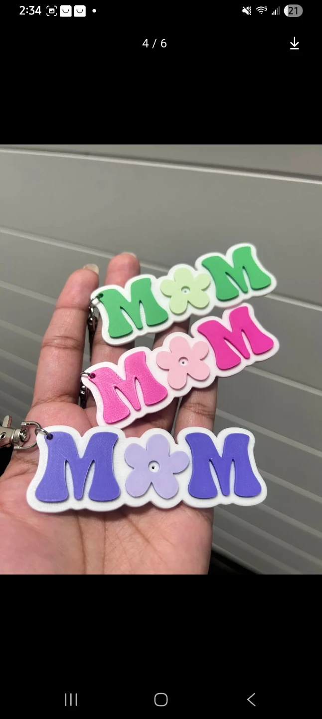 MOM Flower Keychain