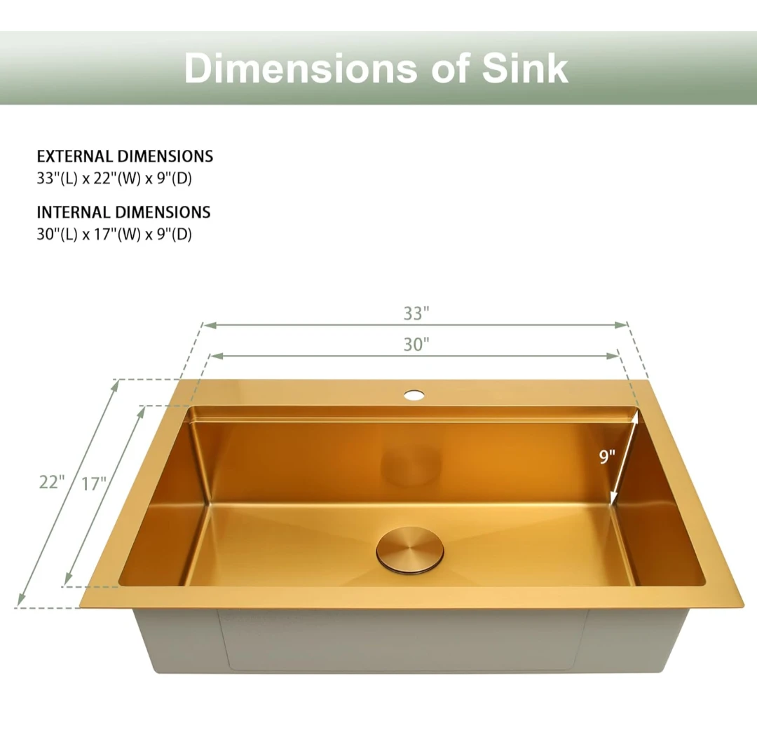 Gold Stainless Steel Kitchen Sink with Workstation Accessories - photo 2