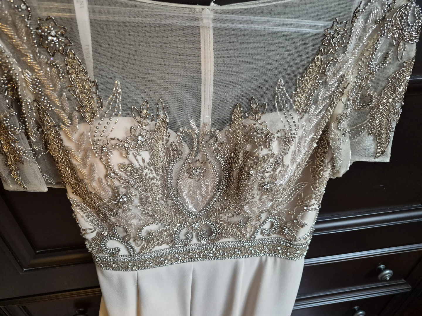 Beaded Illusion Neckline Gown