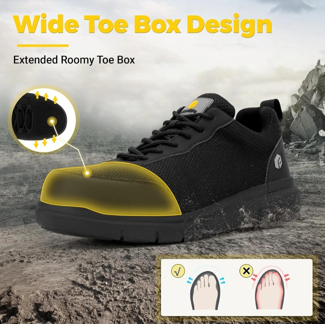 FitVille Steel Toe Shoes for Men Extra Wide Composite Toe ... - photo 3