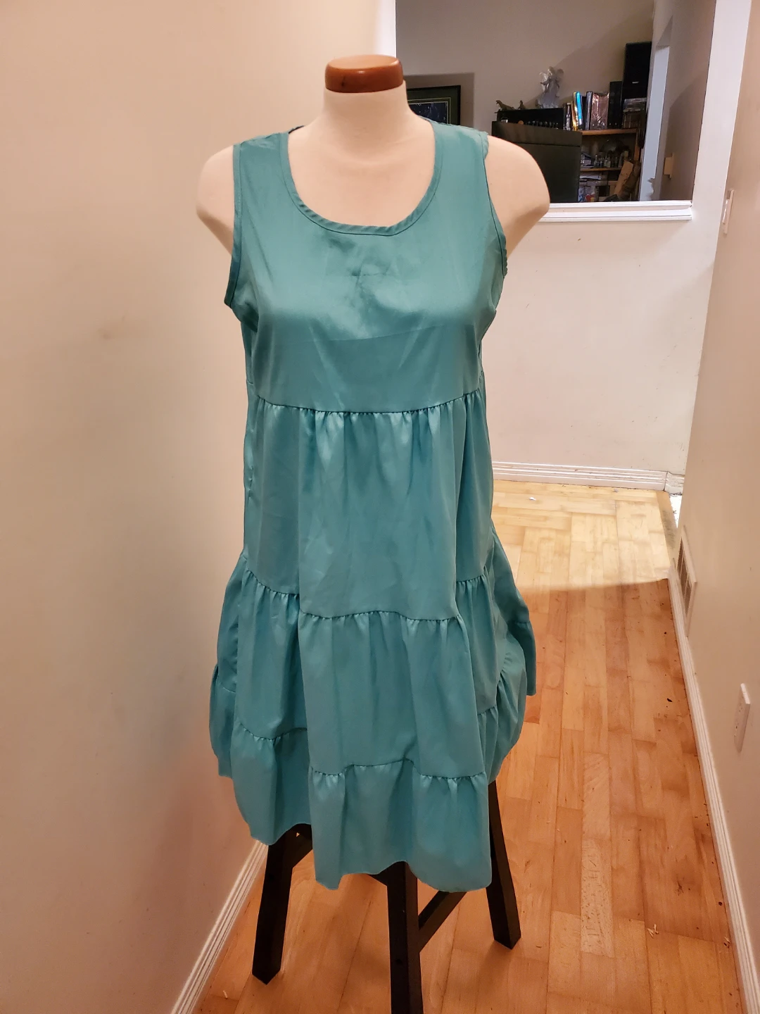 Teal Tiered Sleeveless Dress
