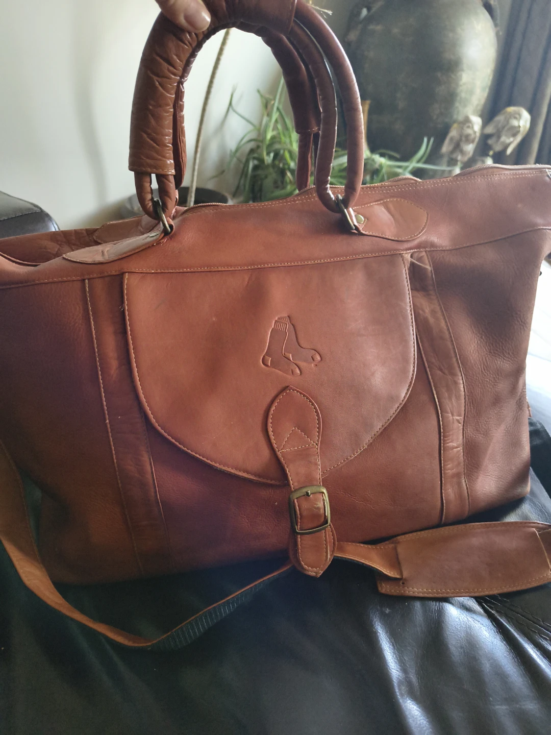 Brown Leather Boston Red Sox Duffel Bag - photo 5
