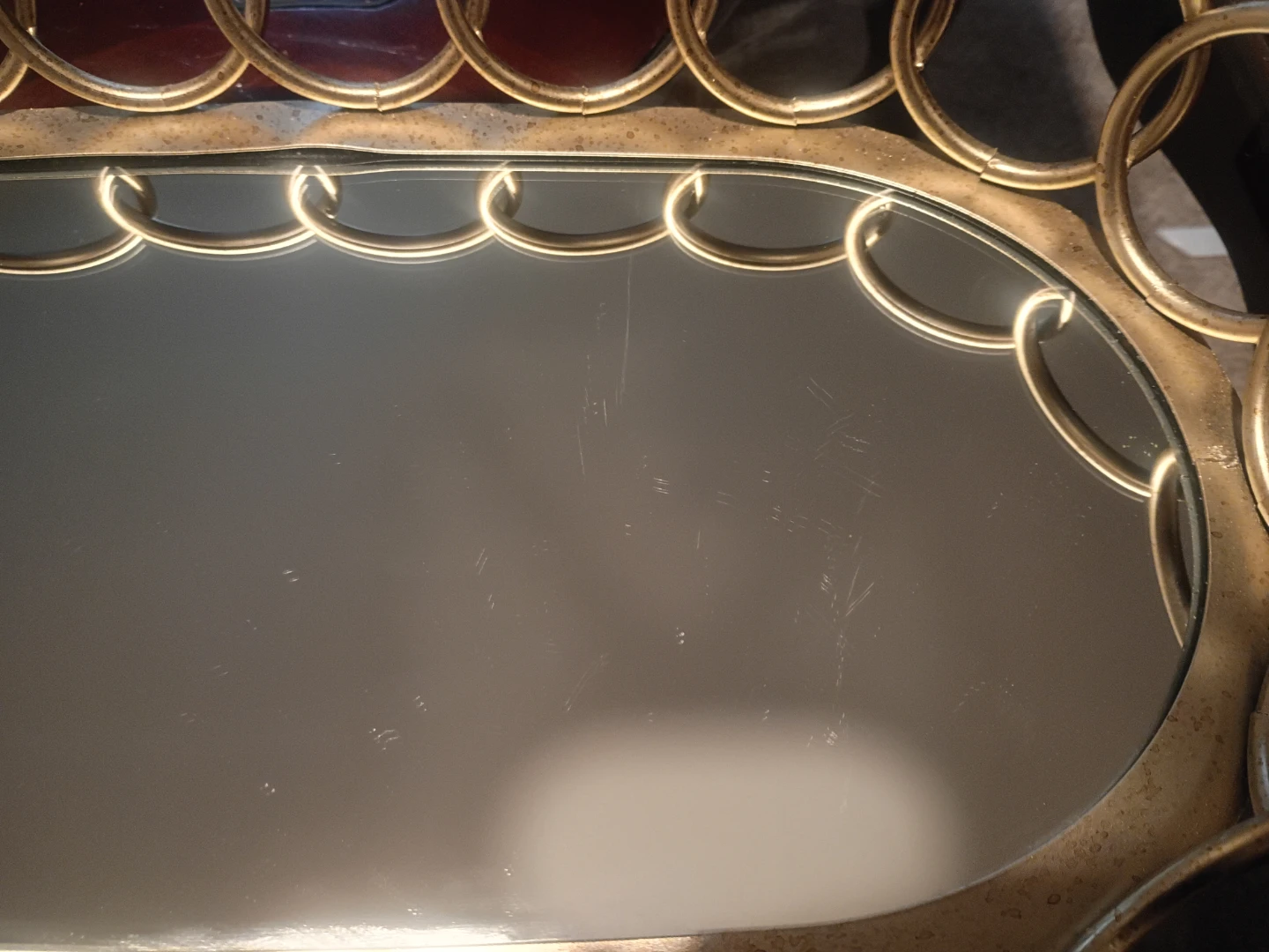 Ornate Goldtone Metal Tray with Mirrored Base - photo 4