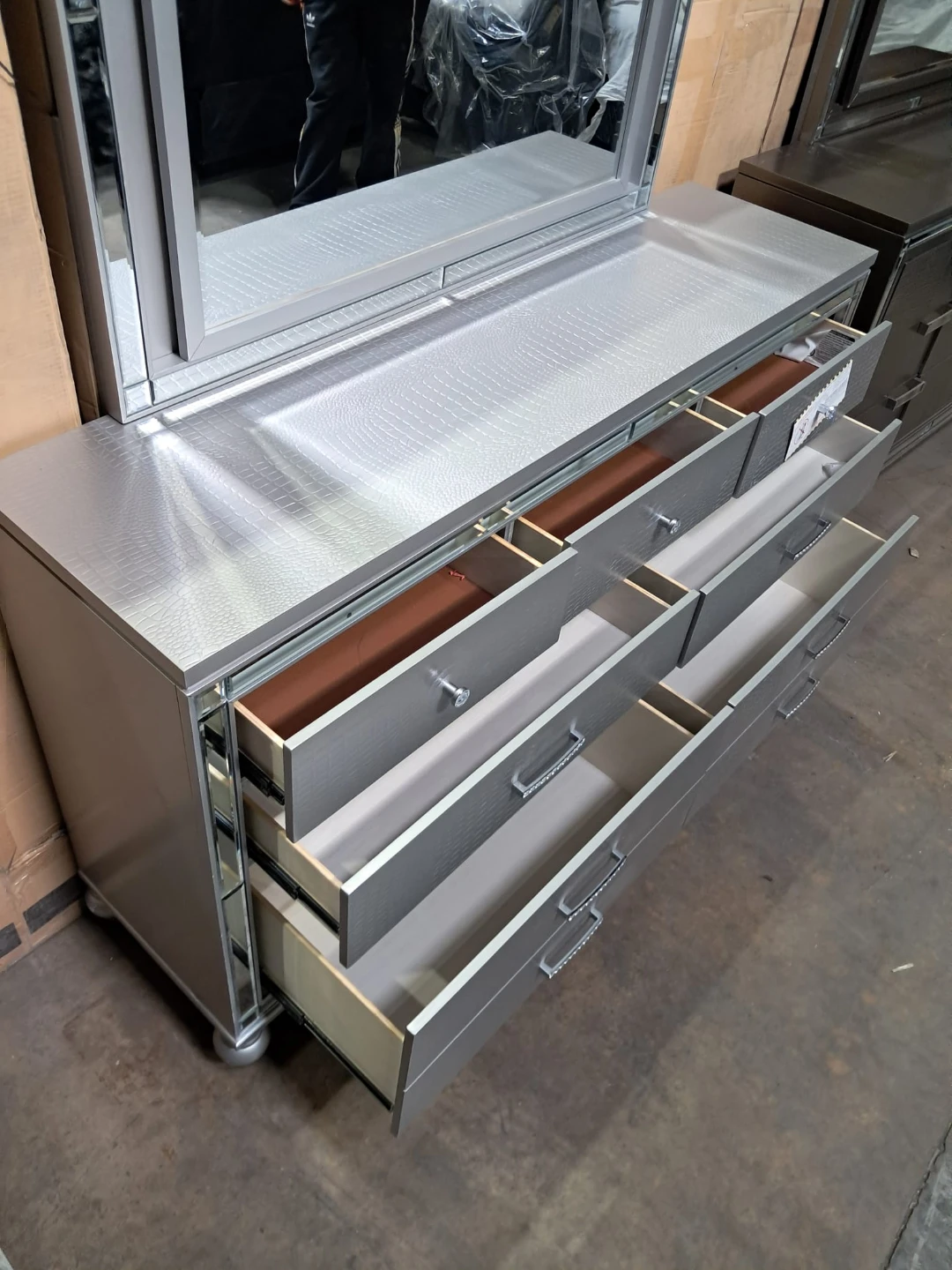 Silver Dresser with Mirror