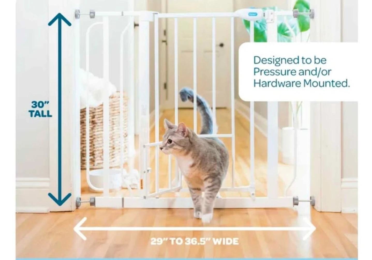 White Metal Pet Gate - Pressure/Hardware Mounted - photo 2