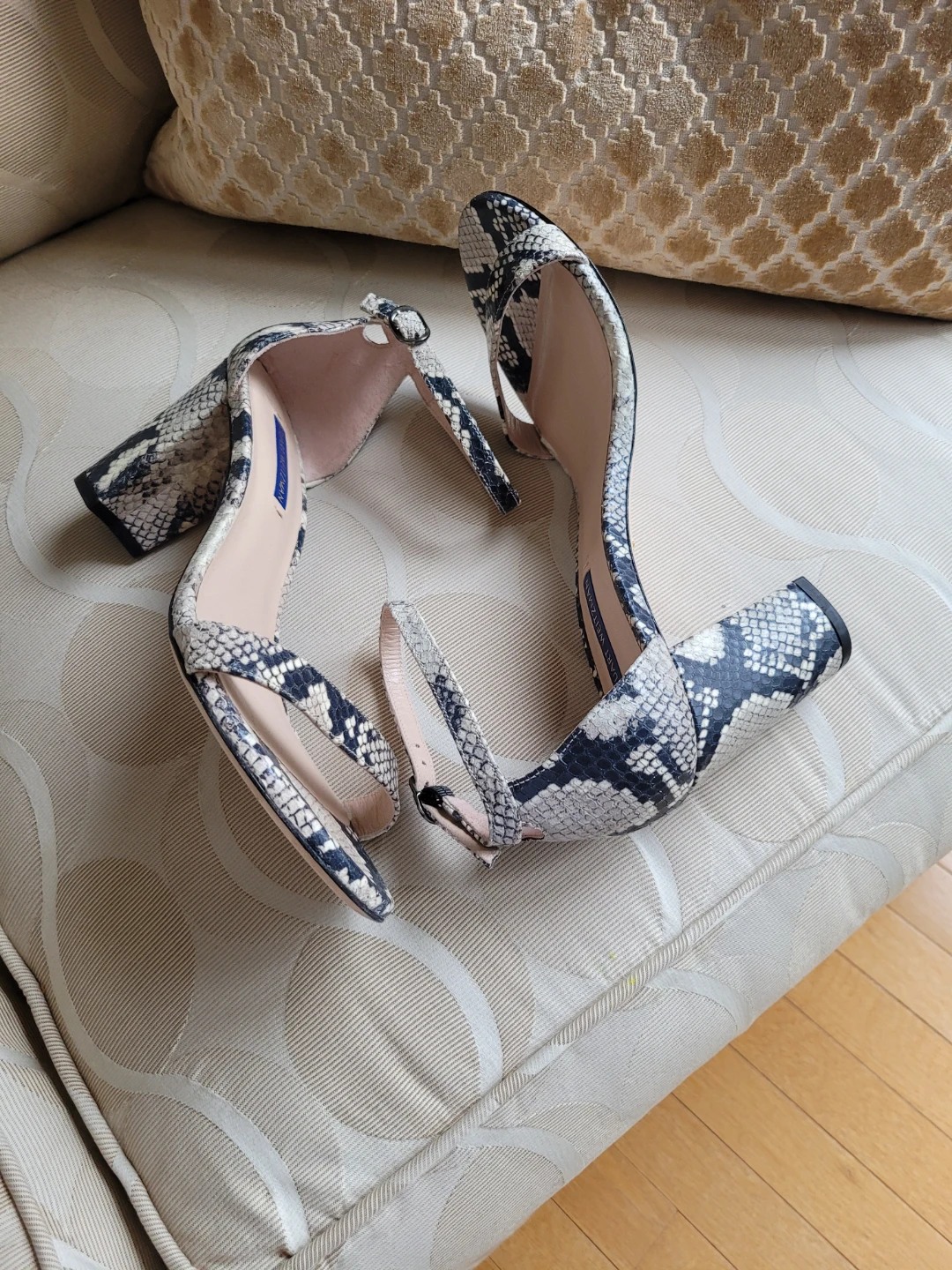 Stuart Weitzman Snakeskin Block Heel Sandals - photo 2