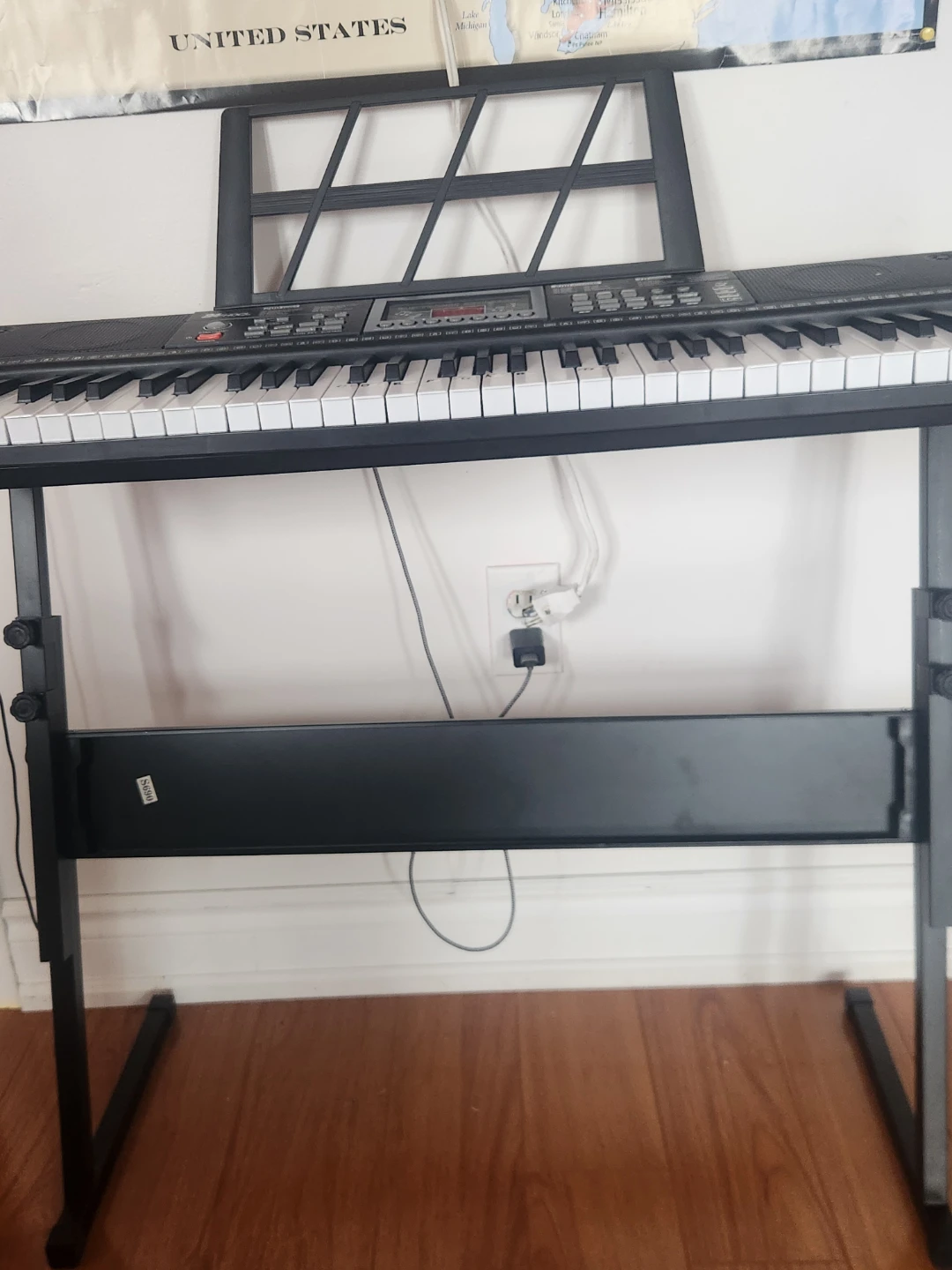 Black 61-Key Electronic Keyboard with Stand and Microphone