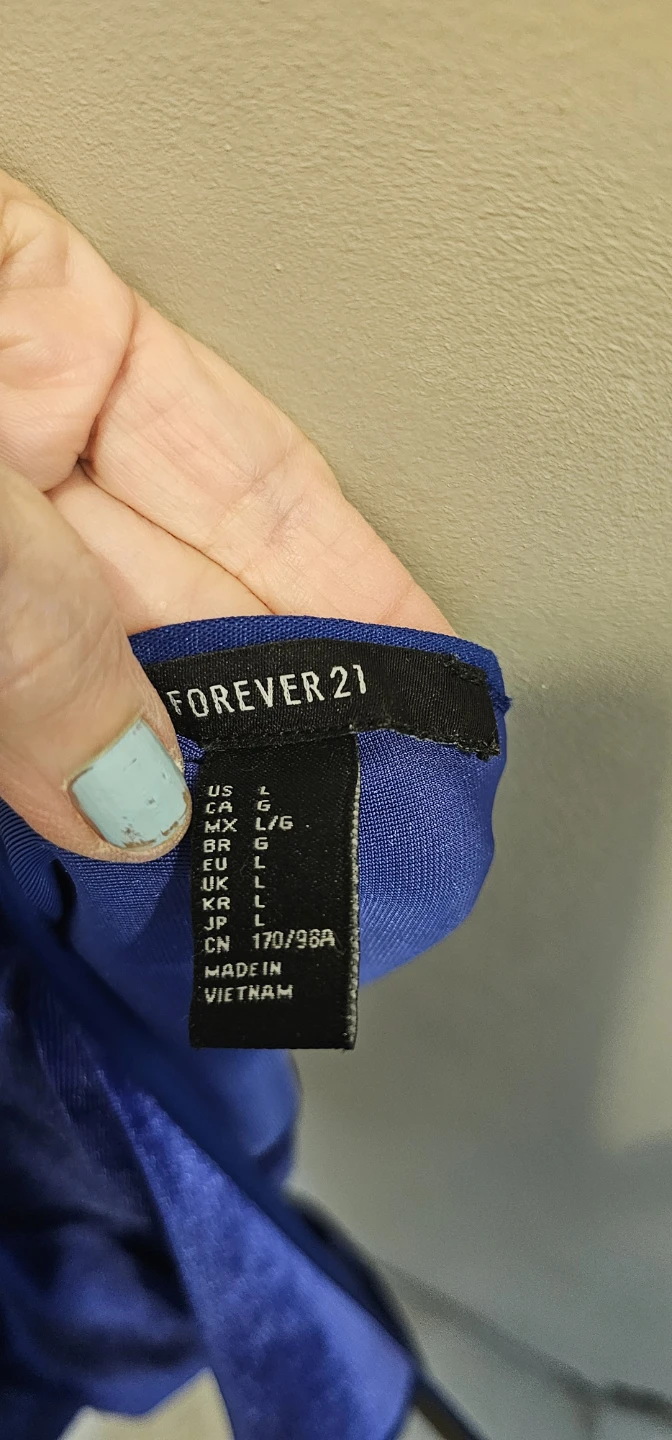 Forever 21 Blue Velvet Slip Dress Size L - photo 2